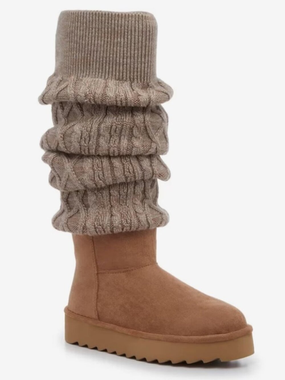 Madden Girl Peggyy Knee Thigh High Sweater Knit Slouch Boots Brown Faux Suede 8